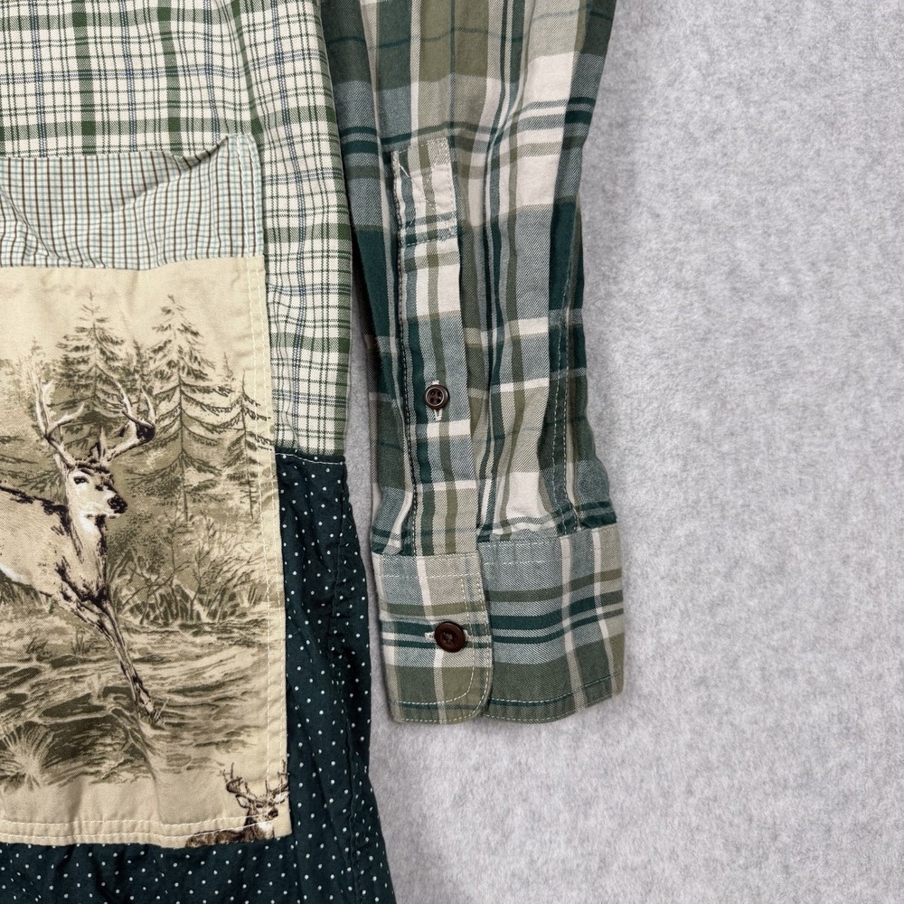 LL Bean Signature Slim Fit LT Deer Patchwork Plaid Cotton Button-Up Shirt Farm - Picture 5 of 16